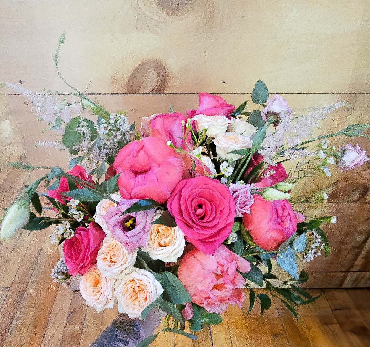 Peony rose pink bridal bouquet