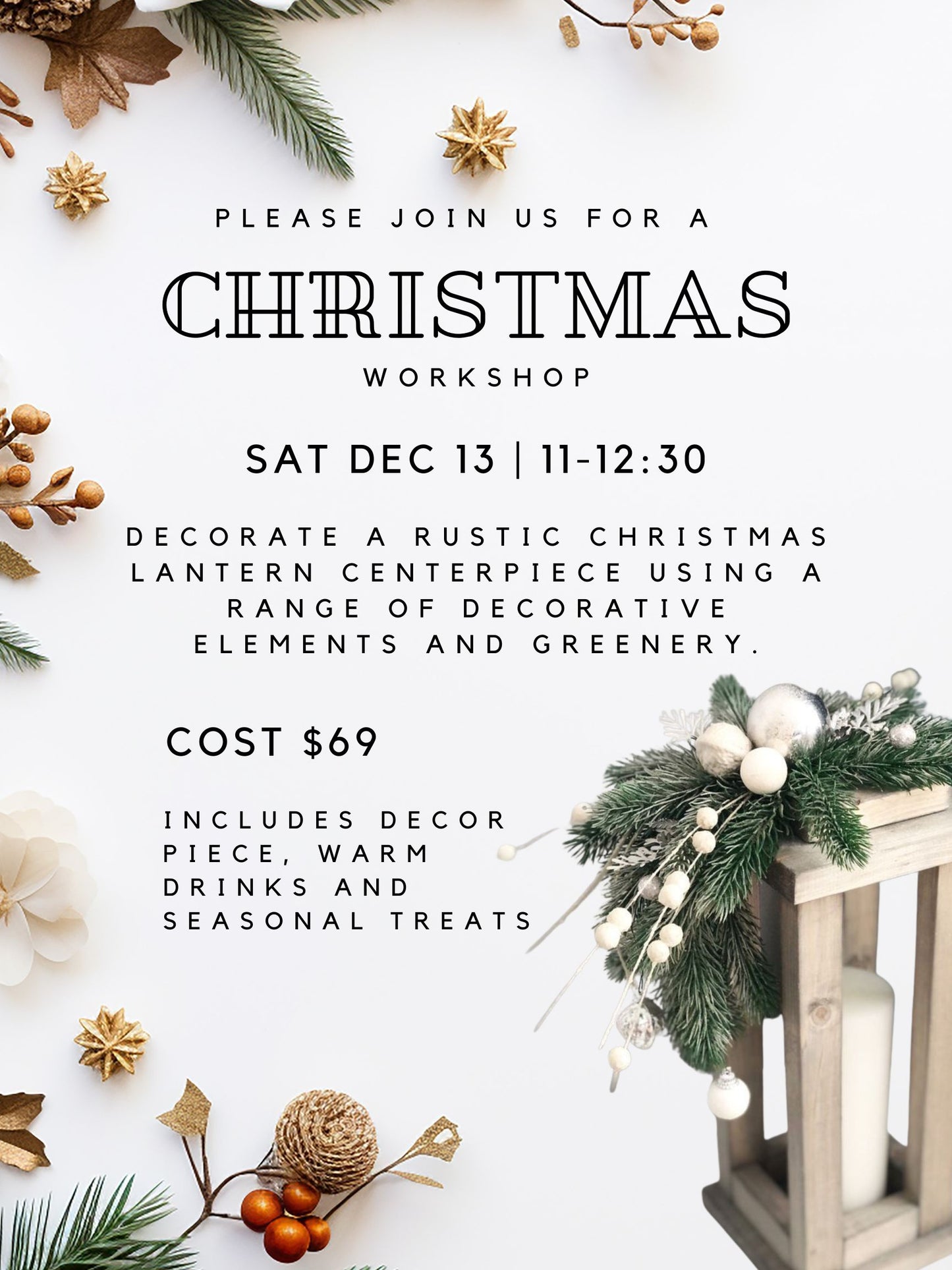 Workshop Ticket Christmas Lantern Centerpiece