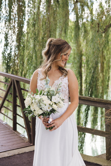 Blue and white bridal bouquet