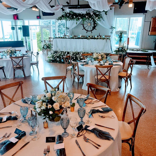 Linen look white tablecloth