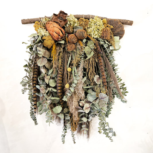 Dried flower swag wreath
