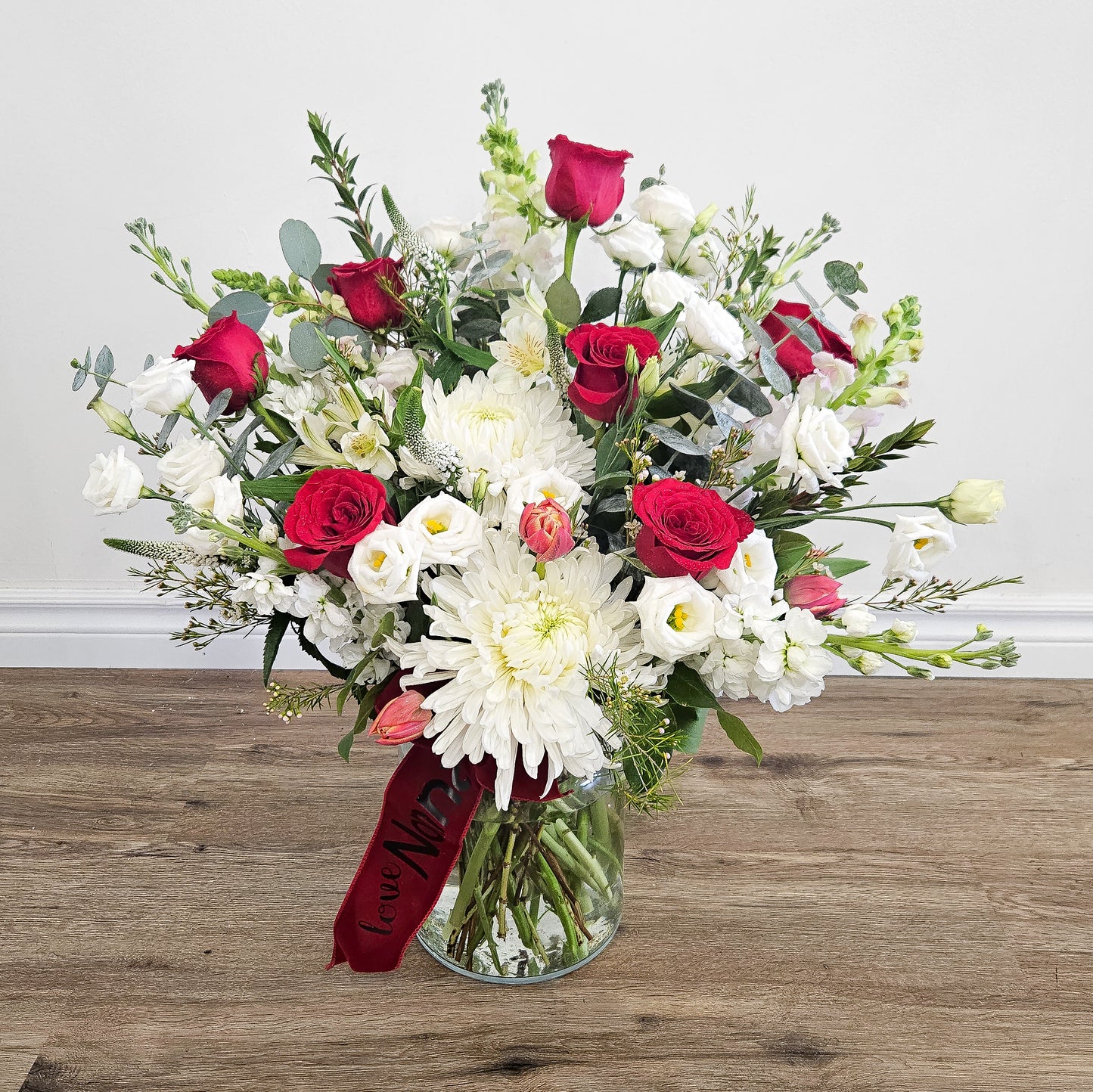 Funeral Flowers red and white 